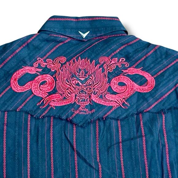 Vintage Fender DaVinci Men’s Size S Dragon Embroidered Western Shirt - Picture 6 of 7